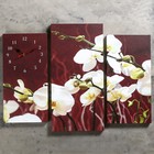 Часы настенные, модульные, серия: Цветы, "Белые орхидеи", 60х80 см - фото 2850729