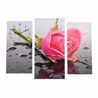 Часы настенные, модульные, серия: Цветы, "Розовая роза", 60х80 см - фото 317955686