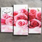 Часы настенные, модульные, серия: Цветы, "Розовые розы", 60х80 см - фото 6002785