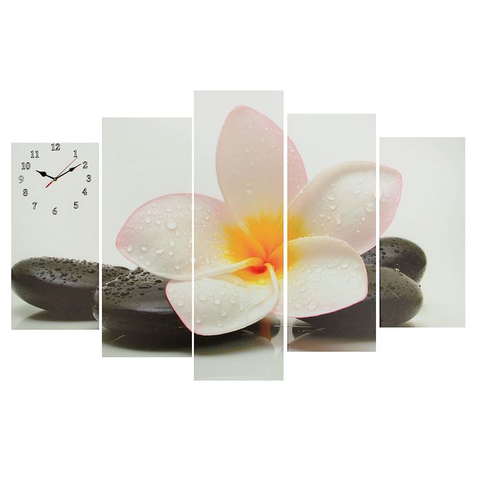 Часы настенные, модульные, серия: Цветы, &quot;Цветок на камне&quot;, 80х140  см