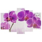 Часы настенные, модульные, серия: Цветы, "Фиолетовые орхидеи", 80х140  см - фото 8524291