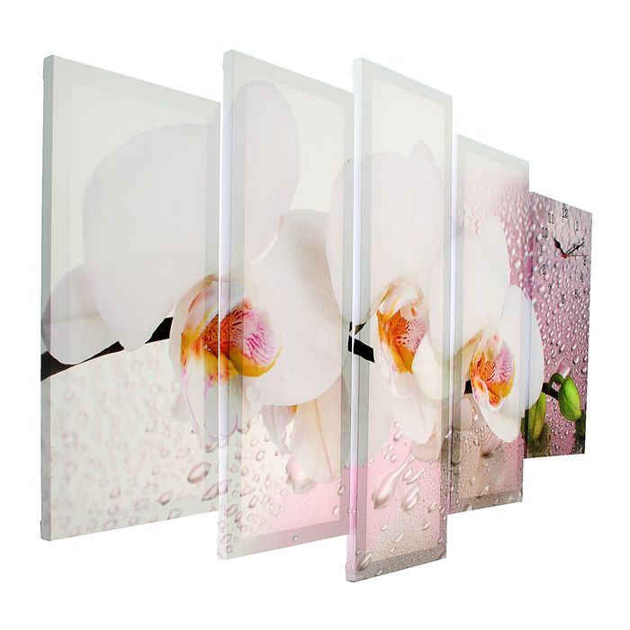 Часы настенные, модульные, серия: Цветы, "Белая орхидея", 80х140  см - фото 1898043404