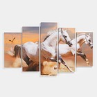 Часы настенные, модульные, серия: Животный мир, "Пара лошадей", 80х140  см - фото 8524304