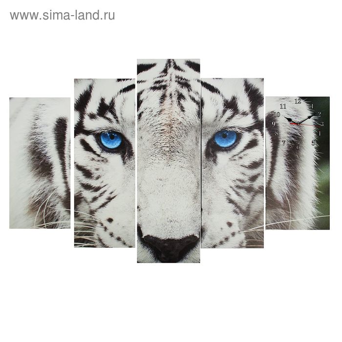 Часы настенные, модульные, серия: Животный мир, "Белый тигр", 80х140 см - Фото 1
