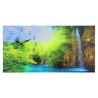 Часы-картина настенные, серия: Природа, "Лесной водопад", 40 х 76 см - фото 4837752