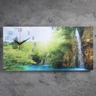 Часы-картина настенные, серия: Природа, "Лесной водопад", 40 х 76 см - фото 8309015