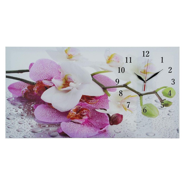 Часы-картина настенные, на холсте, интерьерные, бесшумные "Орхидеи", 40 х 76 см - Фото 1