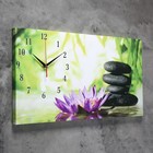 Часы-картина настенные, на холсте, серия: Цветы, "Цветы и камни", 40х76  см - фото 8309022