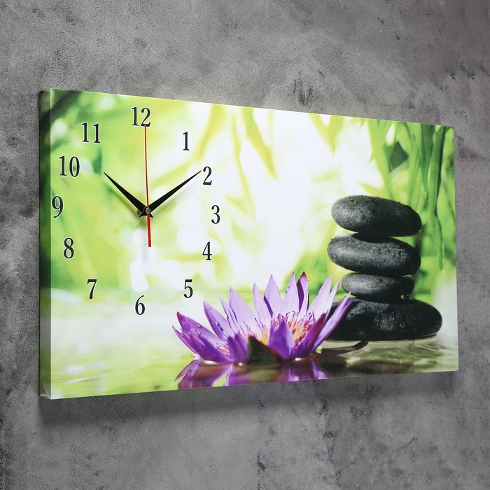 Часы-картина настенные, на холсте, серия: Цветы, "Цветы и камни", 40х76  см - фото 1883284941