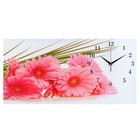 Часы настенные, на холсте, серия: Цветы, "Розовые герберы", 40х76  см - фото 4837759