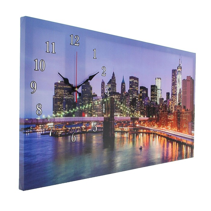 Часы-картина настенные, серия: Город, "Бруклинский мост", 40 х 76 см - фото 1925821373