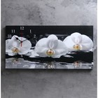 Часы-картина настенные, серия: Цветы, "Белые орхидеи", 40 х 76 см - фото 317955796