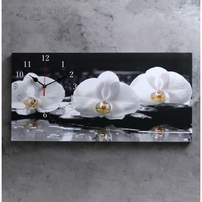 Часы-картина настенные, серия: Цветы, "Белые орхидеи", 40 х 76 см - Фото 1