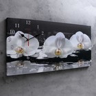 Часы-картина настенные, серия: Цветы, "Белые орхидеи", 40 х 76 см - фото 8309048