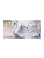 Часы-картина настенные, на холсте, интерьерные, бесшумные «Белый лебедь», 40×76 см - Фото 1