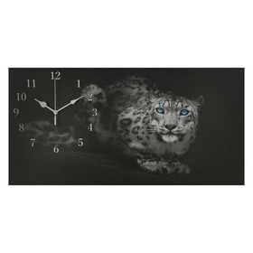 Часы-картина настенные, серия: Животный мир, "Леопард", 40 х 76 см