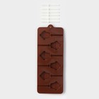 Форма для леденцов Доляна «Кексик», силикон, 25×9.5×1.5 см, 6 ячеек, с палочками, коричневая - Фото 2