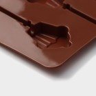 Форма для леденцов Доляна «Кексик», силикон, 25×9,5×1,5 см, 6 ячеек, с палочками, цвет коричневый - Фото 3