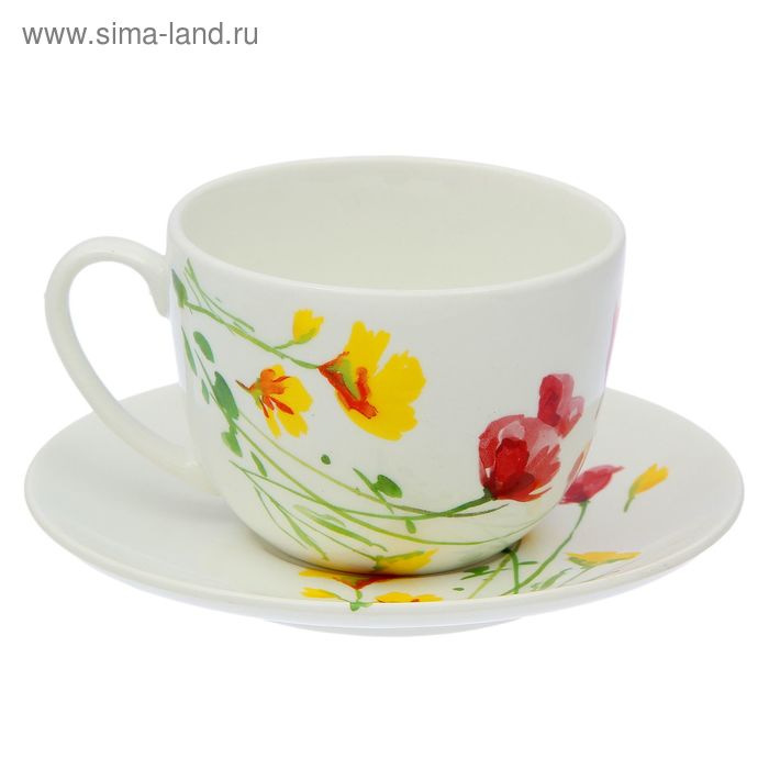 Чайная пара «Арина. Цветы-2»: чашка 270 мл, блюдце 14,7 см - Фото 1