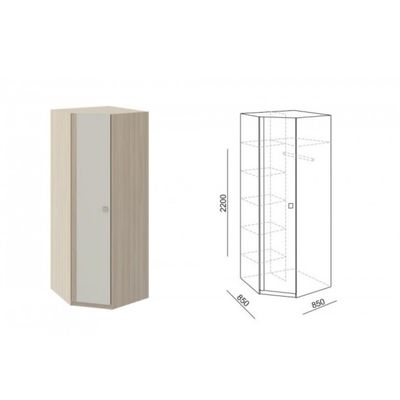 Угловой шкаф Глэдис, Ясень шимо светлый/Белый