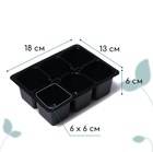 Кассета для рассады, 6 ячеек по 120 мл, пластик, чёрная, 18×13×6 см, набор 10 шт., Greengo - Фото 2