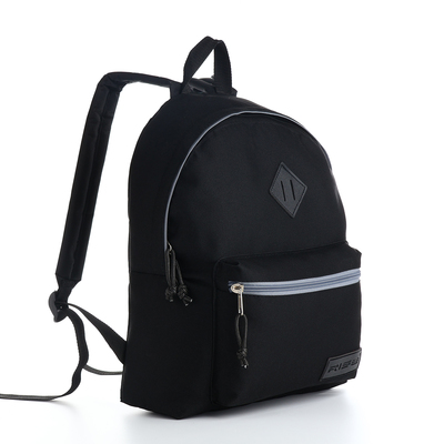 Рюкзак молодёжный на молнии, RISE, наружный карман, цвет чёрный/серый