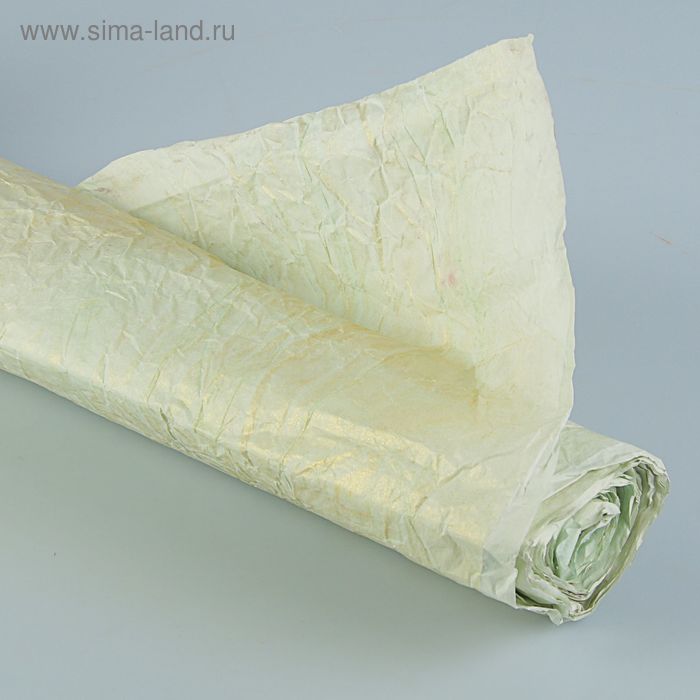 Бумага для декорирования "Эко люкс" позолоченная, жатая, мятная, 0,7 х 5 м - Фото 1