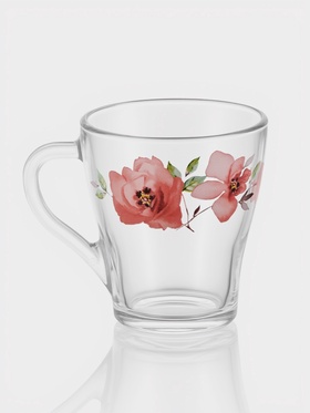 Кружка ОСЗ «Акварельные цветы», 250 мл, стекло, рисунок МИКС (комплект 20 шт)