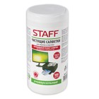 Салфетки чистящие для экранов и пластика, универсальные, STAFF ЭКОНОМ, туба 100 шт, влажные - Фото 1