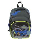 Рюкзак каркасный Luris Джерри 3 38x28x18 см + мешок для обуви, для мальчика, «Авто синее» - Фото 2
