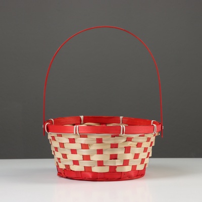 Корзина плетёная, бамбук, 21×21×10/24 см, красная