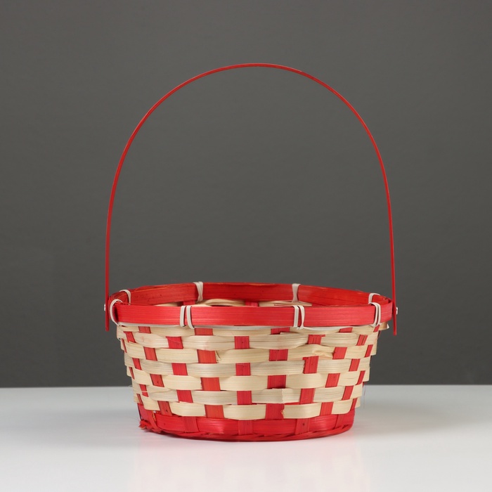Корзина плетёная, бамбук, 21×21×10/24 см, красная - Фото 1