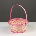 Корзина плетёная, бамбук, 21×21×10/24 см, розовая - Фото 2
