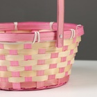 Корзина плетёная, бамбук, 21×21×10/24 см, розовая - Фото 3