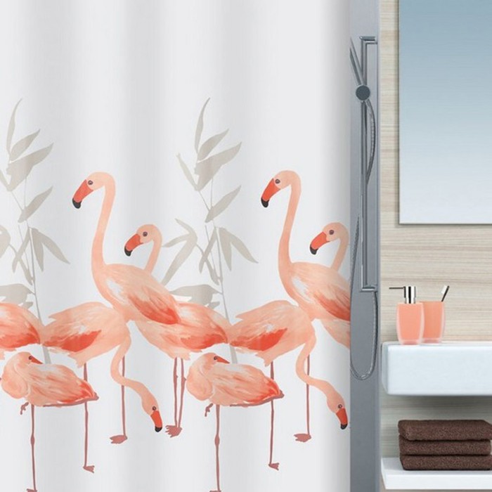 Штора декор.для ван.ком TEX (Flamingo-розово-оранж.)180х200 см - фото 1918698480