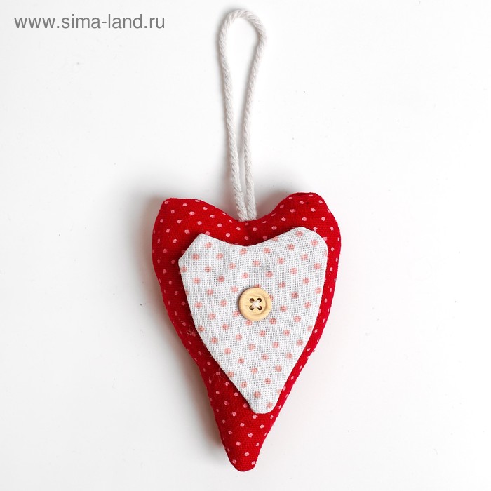 Мягкая игрушка-подвеска «Двойное сердце», с пуговкой, цвета МИКС - Фото 1