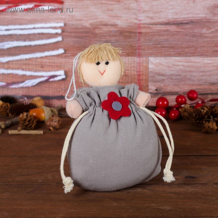 Подарочная сумочка «Куколка», с цветочком, цвета МИКС - Фото 1