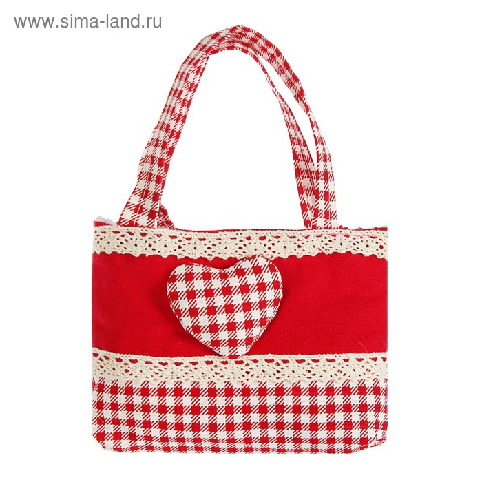 Подарочная сумочка «Сердечко», с каймой, цвета МИКС - Фото 1