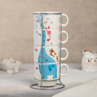 Набор кружек «Хобот», 180 мл, 4 шт, на металлической подставке - Фото 1