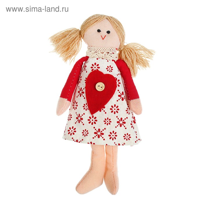 Мягкая игрушка «Кукла Ириша», с сердцем на платье, цвета МИКС - Фото 1