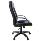 Кресло офисное BRABIX Strike EX-525, экокожа чёрная, ткань чёрная/синяя - Фото 2