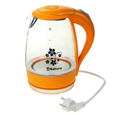 Чайник электрический Sakura SA-2710A, 1.7 л, 1850-2200 Вт, подсветка, оранжевый