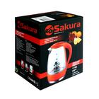 Чайник электрический Sakura SA-2710R, стекло, 1.7 л, 1850-2200 Вт, подсветка, красный - Фото 12