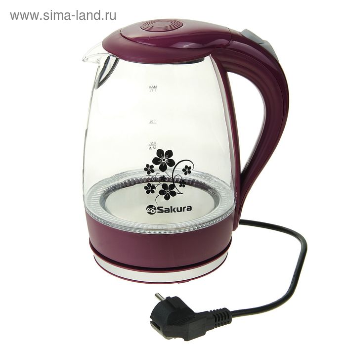 Чайник электрический Sakura SA-2710V, 1.7 л, 1850-2200 Вт, подсветка - Фото 1