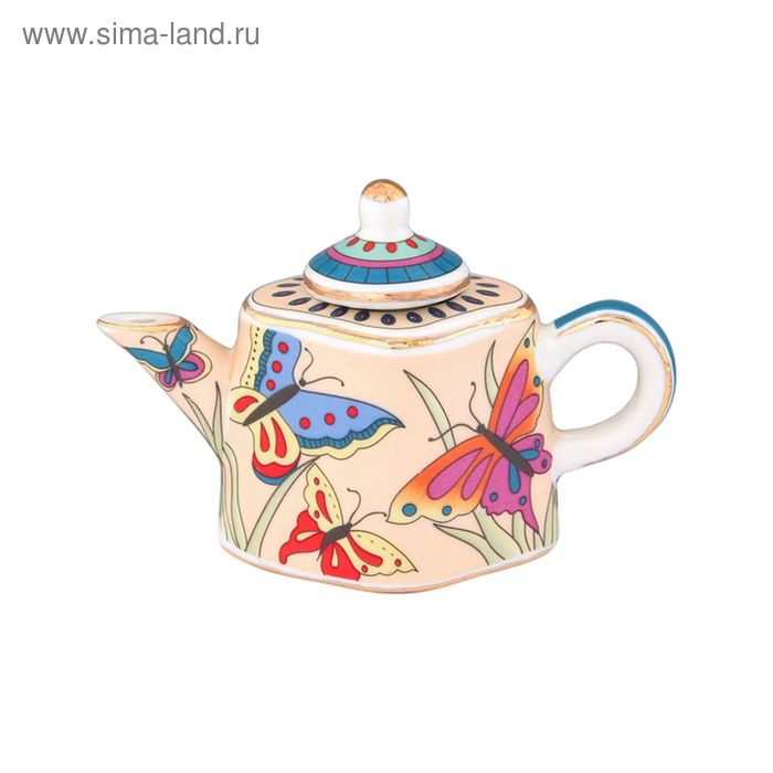 Чайник-сувенир «Бабочки на лугу», объём 100 мл - Фото 1