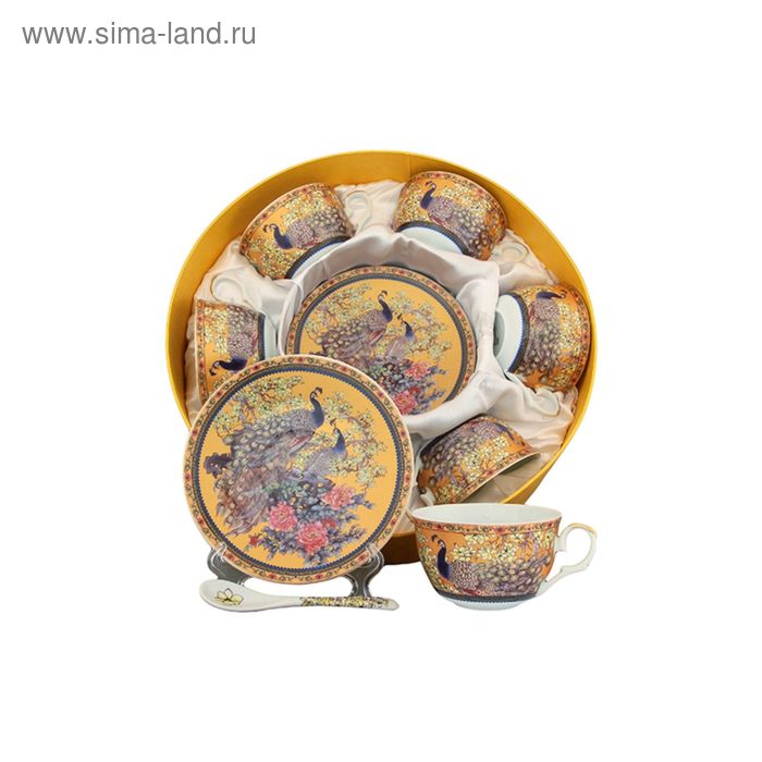 Набор чайный «Павлин золотой», ложки расклещенные, объём 250 мл, 12 предметов - Фото 1
