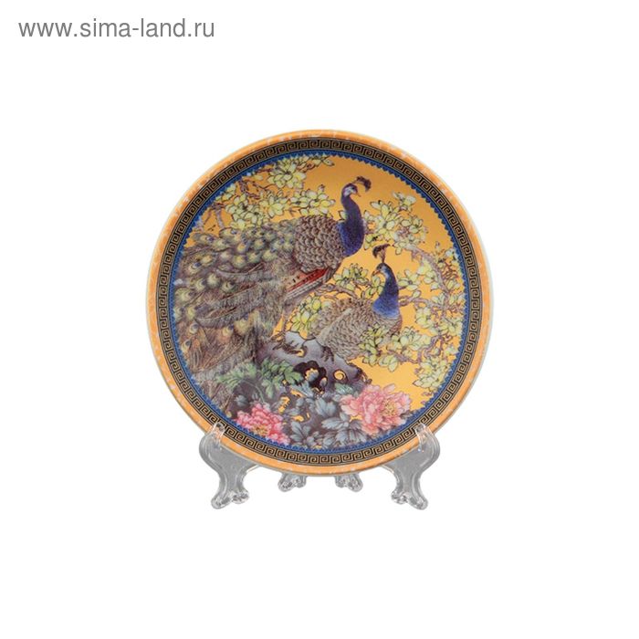 Тарелка декор "Павлин золотой", 10×10×2 см. - Фото 1