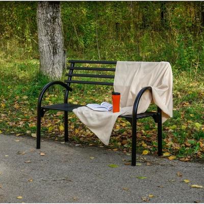 Скамья "Беседа" садовая, металлическая 128 х 60 х 89 см, со спинкой, разборная, черная