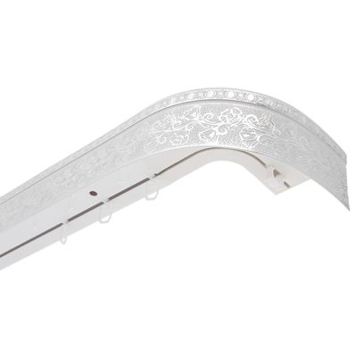 Карниз двухрядный 400 см, с декоративной планкой 7 см «Ультракомпакт. Кружево», цвет серебро/белый
