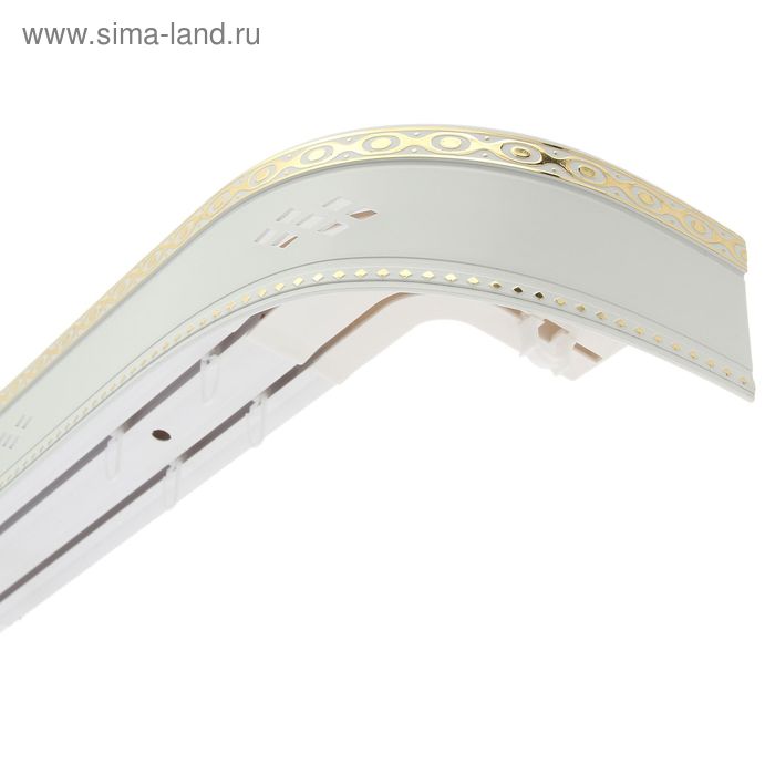 Карниз трёхрядный «Ультракомпакт. Ромб», 180 см, с декоративной планкой 7 см, цвет золото/белый - Фото 1